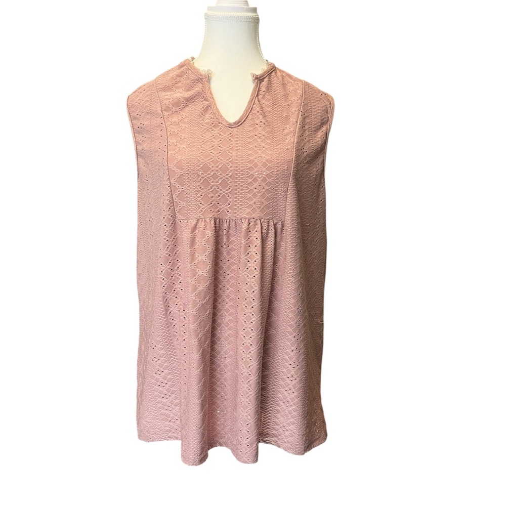 Pink Eyelet Babydoll Tank